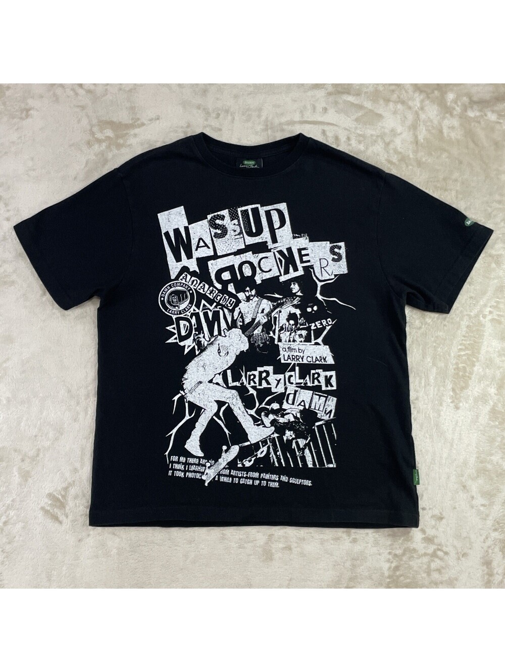 RARE Larry Clark X The DAMN Company “Wassup Rockers”  Black T-Shirt Mens SLD